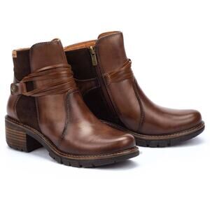 NIB PIKOLINOS San Sebastian Brown Leather Heeled Women's Ankle Boots Size EU 35